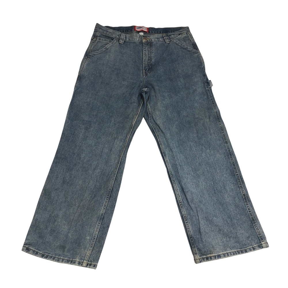 Vintage Old Navy Mens Painter Pants Blue Denim Carpenter Jeans 36x29 Relaxed Fit